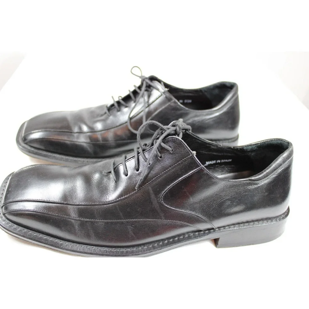 Mezlan Mens Black Leather Oxford Dress Shoes Cap Toe Lace Up Spain Size 10.5 M